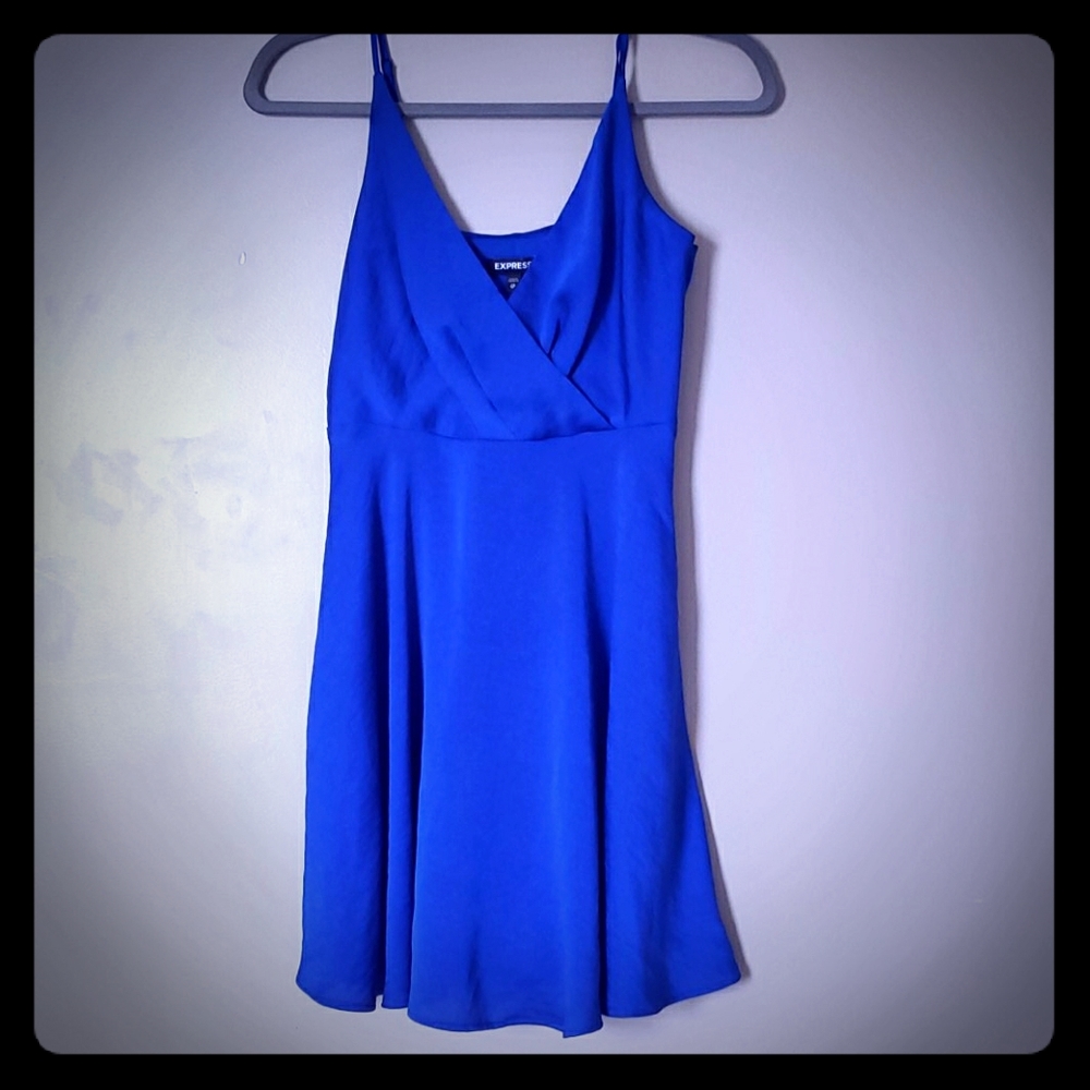 Express Blue Fit & Flare Dress XS